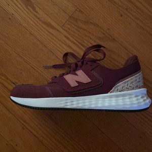new balance x-70 size 6 burgundy fresh foam sneakers